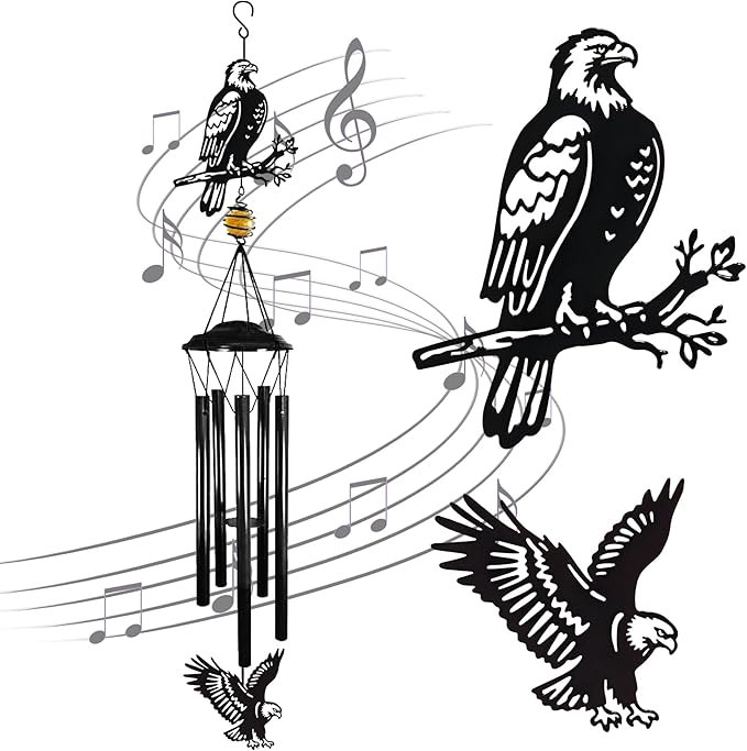 Large Wind Chimes for Outside Deep Tone - 40" Bald Eagle Windchimes Outdoors for Backyard Balcony Porch Home Decor,Memorial Metal Wind Chime Best Gifts for Women/Men Friend Birthday Holiday