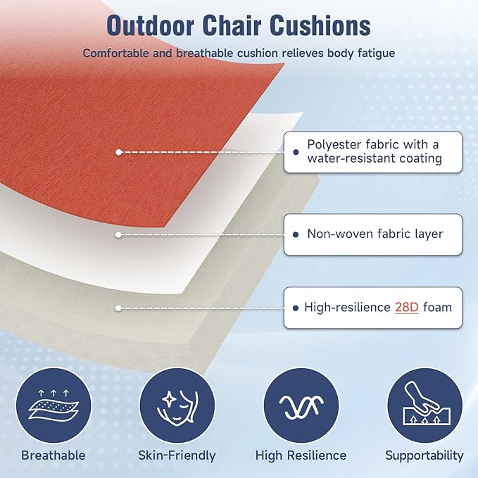 Outdoor Chair Cushions 23" x 24" x 4", Patio Deep Seat Replacement Cushions Set with Zippered Removable Cover, Weather-Resistant Olefin Fabric for Garden Chair Sofa Couch, Set of 4, Red