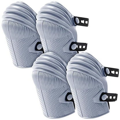 Soulchen 2 Pairs Construction Knee Pads for Men Women Heavy Duty Knee Pads for Work with Flexible Plastic and Thick Foam Cushion Adjustable Thigh and Shin Straps for Roofing Flooring Gardening (Gray)