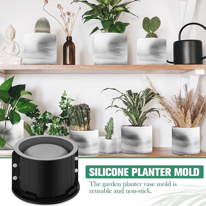 Gisafai 2 Pack Silicone Concrete Planter Mold Large Concrete Planter Mold Round and Octagonal Flower Pot Making for DIY Homemade Succulent