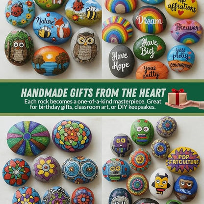 PGN 120 Large River Rocks for Painting - Stimulate Your Children’s Creativity with Our Painting Rocks for Kids - Flat and Smooth - Fun & Engaging Rock Painting with The Family - 2-4 Inches