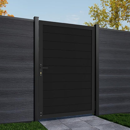6ft x 4ft Aluminum Alloy Privacy Gate - Outdoor Metal Garden Gate with Lockable Knob,Full Enclosure Security Gate, Design for Patio, Yard & Backyard, Easy Installation Without Posts