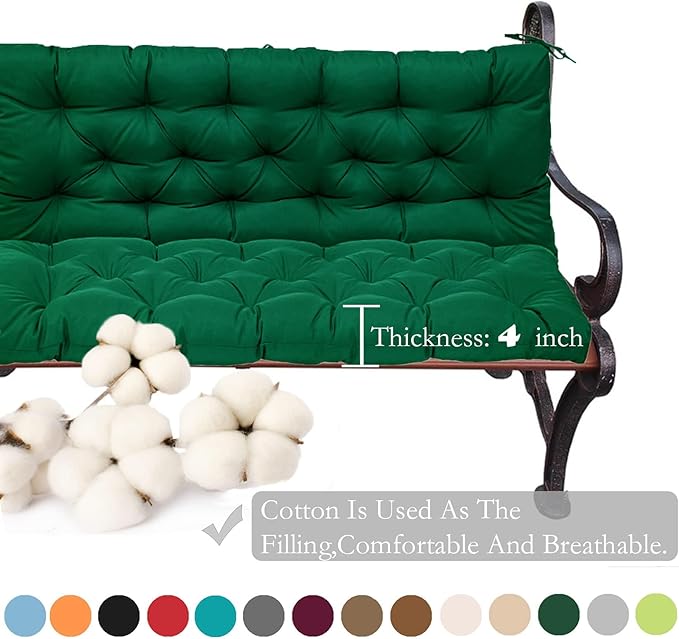 Replacement Cushions for Swing, Swing Cushions 3 Seater Replacement, Waterproof Thicken Washable Pad Cushion for Outdoor Indoor Furniture Swing Patio (Dark Green, 40x71 inch)