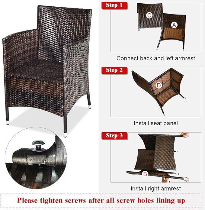 COSTWAY 3 PCS Patio Furniture Set, Outdoor Wicker Conversation Set with Tempered Glass Coffee Table, Seat Cushions, Rattan Wicker Chairs for Poolside Balcony Porch Backyard, Beige