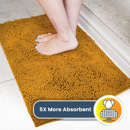 Muddy Mat® | Super Water Absorbent Door Mat Indoor, Microfiber Quick Dry Chenille Entryway Rug, Slip Resistant Front Door Mat, Indoor Mats for Entryway, Machine Washable Pet Rug, Gold 19" x 30"