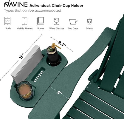 Adirondack Chair Set of 2, HDPE Folding Adirondack Chair with Multifunctional Cup Holder, Weather Resistant Fire Pit Chair for porches, patios, patios, poolsides, Decks.