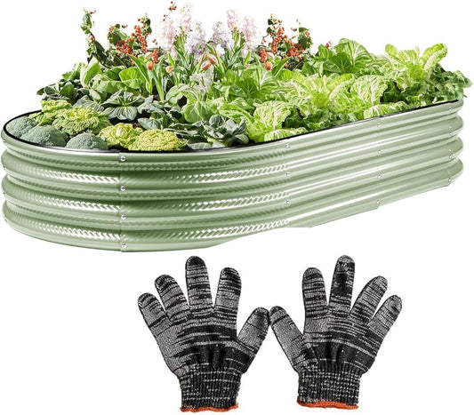 6×3×1 ft Green Raised Garden Bed for Outdoor, Easy Assembly & Rust-Resistant Galvanized Planter Box for Vegetables, Flowers & Herbs