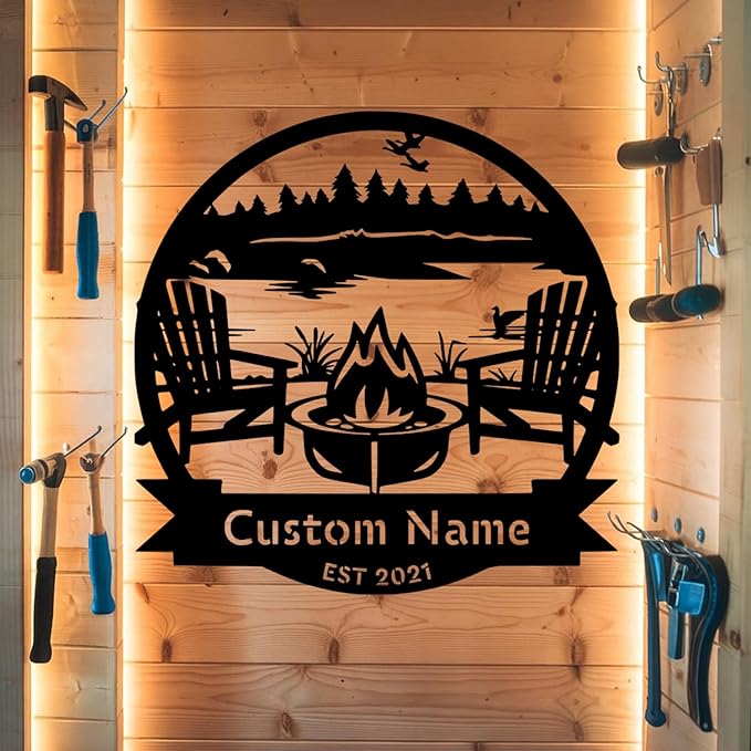 Custom Lake House Metal Sign, Personalized Lodge Metal Signs, Gift for Family, Friends, Couples, Cabin Wall Art, Outdoor Porch Decor, Christmas Family Last Name Signs, Home Decor