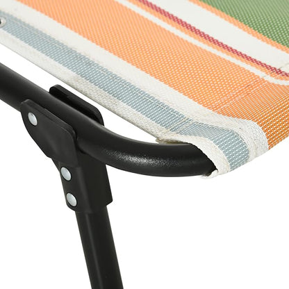 Outsunny Folding Chaise Lounge Chair, Patio Sun Tanning Chair, Outdoor Chaise Lounger with 4-Position Reclining Back, Breathable Mesh Seat for Beach, Poolside, Yard, Rainbow Striped
