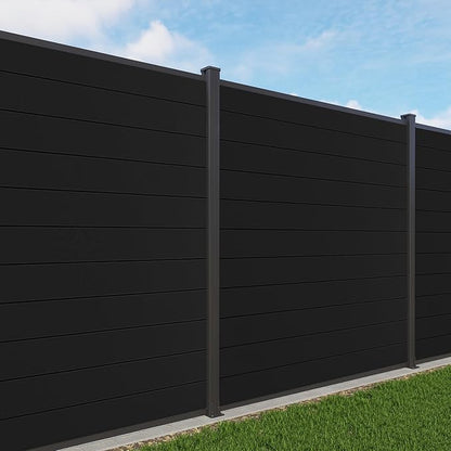 Mondaria Aluminum Privacy Fence Panels for Outside, 6ft(W) x 6ft(H) Decorative Fence with 2 No-dig Posts, Wind Resistant Fencing Panels for Yard, Patio & Pool (Black)