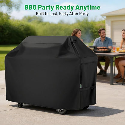 Grill Cover for Outdoor Grill 65 Inch, Arborlily Heavy Duty Waterproof Gas BBQ Grill Cover for Weber, Char-Broil, Nexgrill, Windproof BBQ Barbecue Cover with Straps/Air Vents & Handles, Black
