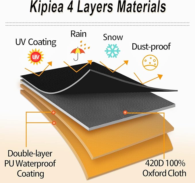 Kipiea Patio V-Shaped Sectional Sofa Cover, 420D Heavy-Duty Oxford Fabric Outdoor Sectional Cover with 6 Windproof Buckles, Anti UV and No Tears, No Fading (105"/105" L x 33.5" D x 31" H) Black