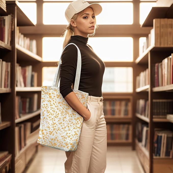 itgowisa Canvas Tote Bag for Women, Tote Bag with Zipper Inner Pocket, Zippered Canvas Bag for Shopping Work Grocery Everyday