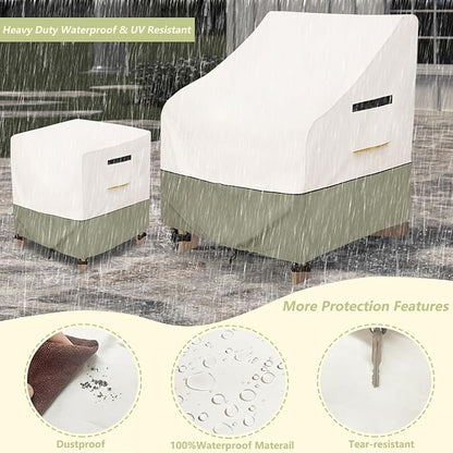 3 Pieces Adirondack Chair Sets Cover,600D Heavy Duty Waterproof Outdoor Chair Covers,Includes 2 Outdoor Adirondack Chairs Covers and 1 Patio Side Table Cover,Patio Furniture Covers 3 Piece Set,Beige