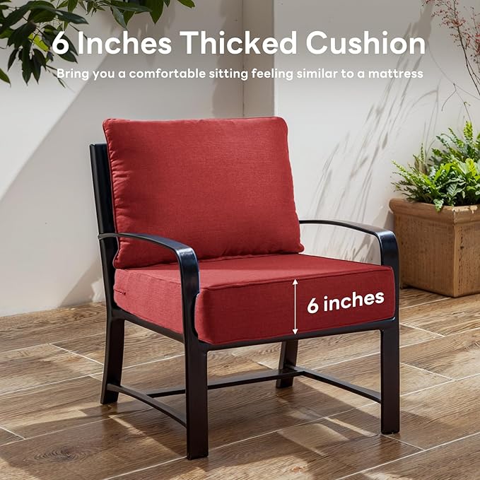 6" Thicker Outdoor Chair Cushion 10 Sets - 24" *24" *6" Waterproof Patio Furniture Cushions with Removable Cover, 28D High Density Sponge Filling Thicken Outdoor Patio Cushions - Red