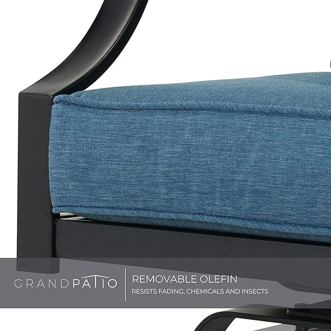 Grand patio Outdoor Chairs,Outdoor Rocking Chairs Motion Chairs Set of 2,Patio Seating Chairs with Olefin Cushions,Peacock Blue