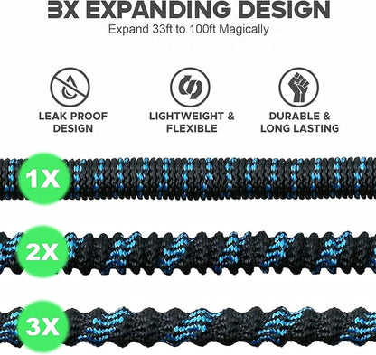 75 ft Expandable Garden Hose - Kink Free Flexible Water Hose with Thumb-Controlled 10-Function Nozzle, 3/4 Solid Connectors, Durable 3750D Fabric, 4-Layer Latex Core