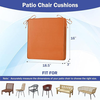 IASEAHK Patio Chair Cushions, 18.5" x 16" x 3" Outdoor Chair Cushions Set of 4, Waterproof Outdoor Cushions for Patio Furniture, Outdoors Seat Cushions Set of 4 with Handle and Ties, Spice
