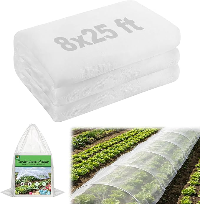 8x25ft Large Garden Netting - Ultra Fine Mesh Plant Covers to Keep Small Animals Pest Out, Bird Barrier Screen for Protecting Vegetables Fruits Flowers Raised Beds (Without Support Pole)