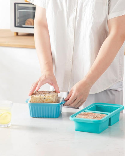 MALACASA Baking Dishes for Oven, Small Ceramic Baking Dishes with Silicone Lids for Individual Portions 5.5" x 5.5" Square Casserole Dishes Set of 2 Oven Microwave, and Air Fryer Safe, Blue