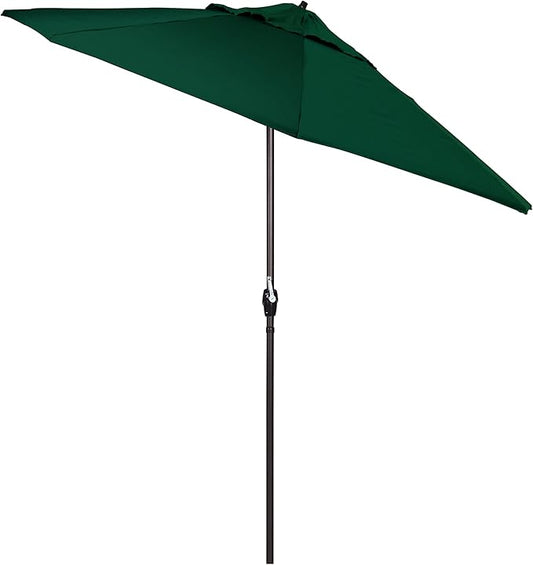 California Umbrella 7.5' Round Aluminum Outdoor Deck, Pool or Patio Umbrella, Crank Lift, Auto Tilt, Bronze Pole, Hunter Green