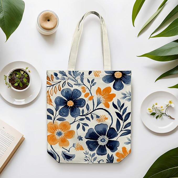 itgowisa Canvas Tote Bag for Women, Tote Bag with Zipper Inner Pocket, Zippered Canvas Bag for Shopping Work Grocery Everyday