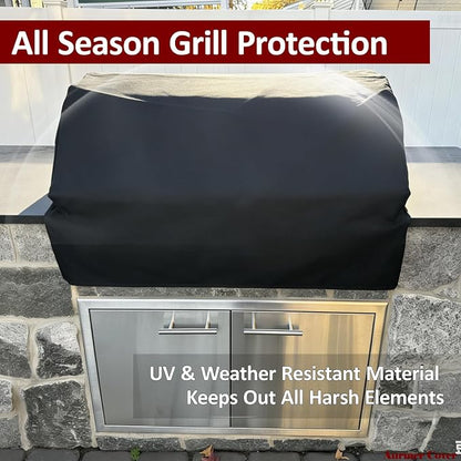 Built-in Grill Cover for Blaze 40 Inch 5-Burner Gas Grill, 600D Premium Built in Barbecue Grill Top Cover with Straps, Outdoor Kitchen Grill Head Cover, 42" x 28"x 24"