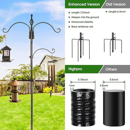 83 Inch Bird Feeder Pole Shepherd Hooks for Bird Feeders,Bird Feeding Station Kit with 5 Prongs Base Hummingbird Feeder Stand Hook for Outside