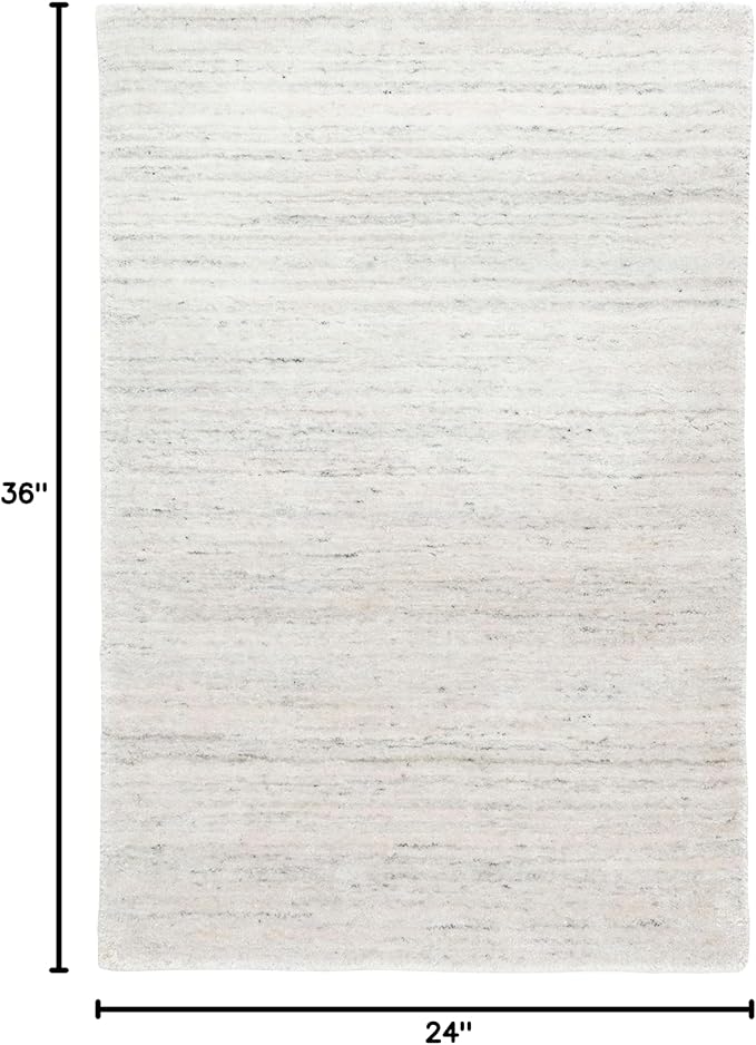 Dash & Albert Nordic White Hand Loom Knotted Performance Rug, 2 X 3 Feet, White Stripe Pattern