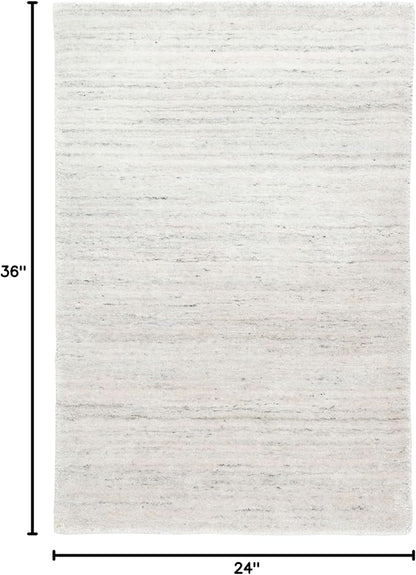 Dash & Albert Nordic White Hand Loom Knotted Performance Rug, 2 X 3 Feet, White Stripe Pattern