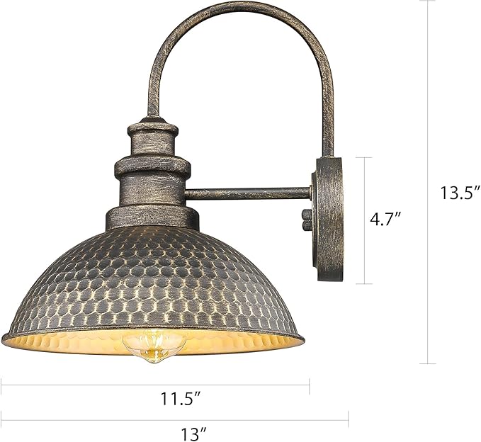 Outdoor Farmhouse Barn Lights, Anti-Rust Outdoor Wall Sconce, Exterior Wall Lights, Front Door Mounted Lighting Fixture,Vintage Outside Lighting for Porch,Garage,Patio (Vintage Bronze, 2 Pack)