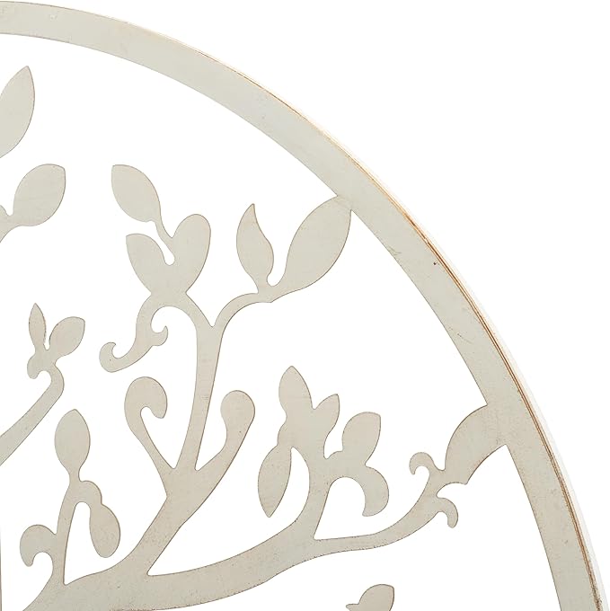 SAFAVIEH Outdoor Collection Tree of Life White 32-inch Round Iron Wall Art
