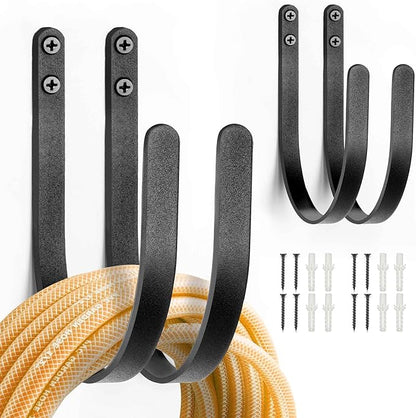 Hose Holders Wall Mount - Heavy-Duty Metal Garden Hose Hanger for Outside - Rust-Proof Hanging Hose Rack Hook Mount for Water Hose (4PCS)