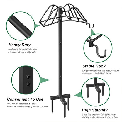 Wphold Garden Hose Holder Freestanding, Extra Thick Water Hose Stand, Heavy Duty Metal Garden Hose Storage,Garden Hose Reel, Water Hose Holders for Outside, Detachable Outdoor Hose Holder