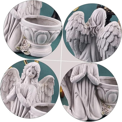 1Pc Chic Angel Resin Flowerpot Decorative Succulent Planter for Home Garden and Exquisite Craftsmanship for Indoor and Outdoor Use