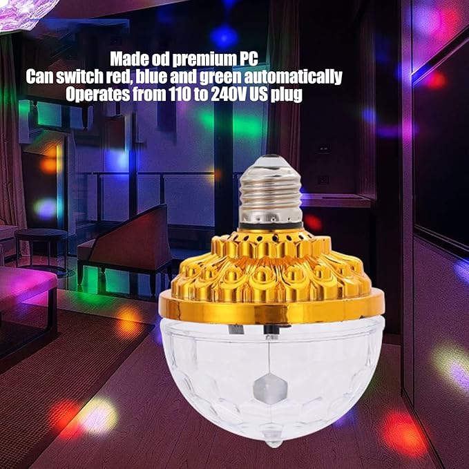 Garosa Color Rotating Bulb E27 RGB Color Changing Party LED Bulbs for Indoor Outdoor Parties, Photography US Plug 110‑240V