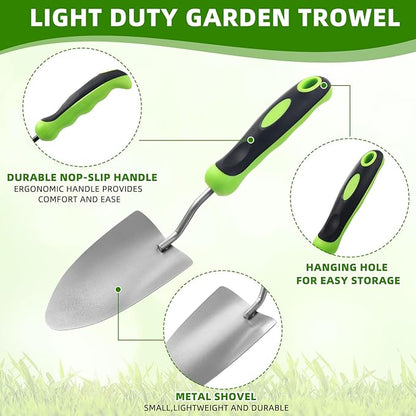30 Pcs Garden Shovel Aluminum Alloy Heavy Duty Trowel Small Digging Shovels Metal Hand Trowel Spade with Soft Handle for Garden Lawn Yard Planting Tool (Wide Shovel,Green)