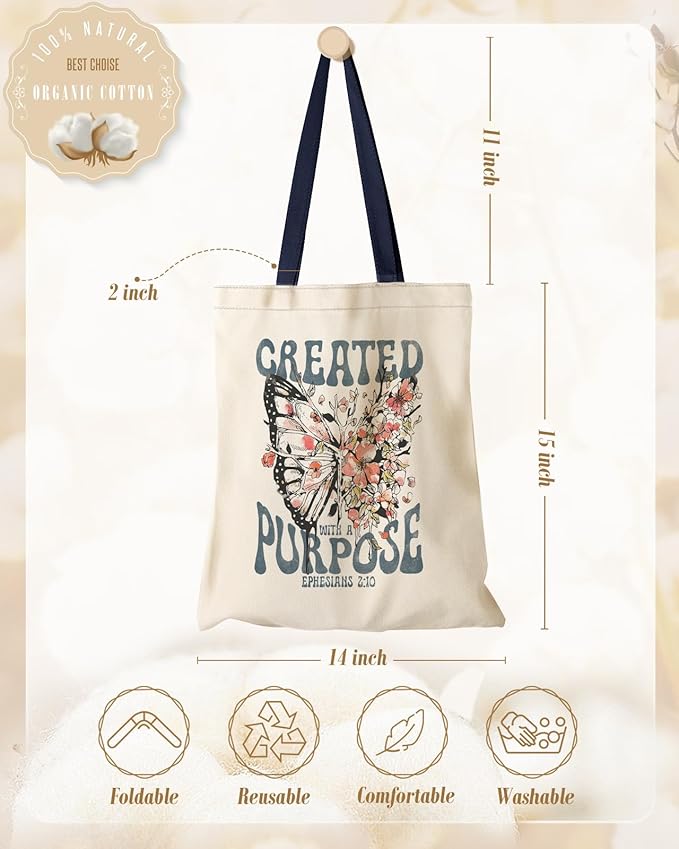 Miss Adola Aesthetic Canvas Tote Bag for Women - Sturdy Cloth Cotton Totes Bag with Pattern Shoulder Bag
