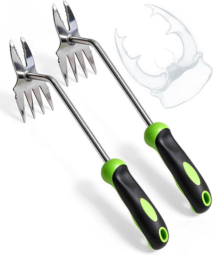 Hand Weeder Puller Tool, Heavy-Duty Stainless Steel Root Removal Tool with Ergonomic Non-Slip Handle, Manual Dandelion Remover for Garden Lawn Yard, Handheld Weeding Tool for Deep Roots, 2 Pack