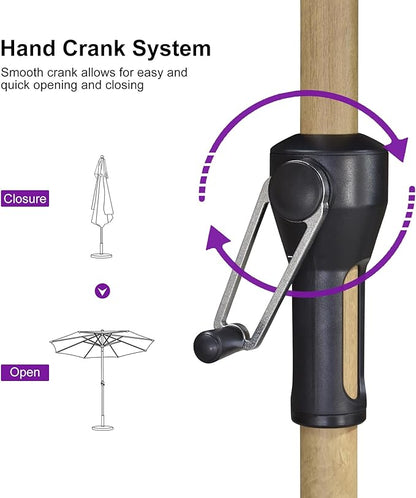 PURPLE LEAF 8 Feet Patio Umbrella Outdoor Table Umbrella Aluminum Market Umbrella with Push Button Tilt & 8 Sturdy Ribs and Crank Round Commercial Sun Umbrella for Garden Patio Balcony, Cream