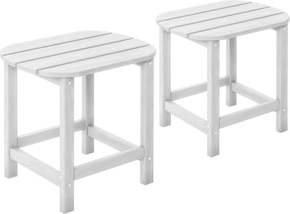 Outdoor 18" HDPE Side Table Set of 2 for Patio Porch Pool, Weather Resistant Standard End Table for Backyard and Indoor, Easy Maintenance & Indoor Outdoor Durable Construction(White)