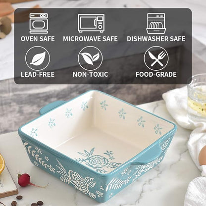 Wisenvoy Baking Dish 8x8 Baking Pan Brownie Pan Casserole Dish Hand-Painted Casserole Dishes For Oven Lasagna Pan