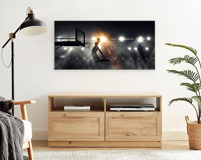 Muolunna BK06650 Basketball Sports Canvas Wall Art Picture 1 Panel Sports Painting Art Prints For Living Room Boys Room Office Wall Decor Artwork