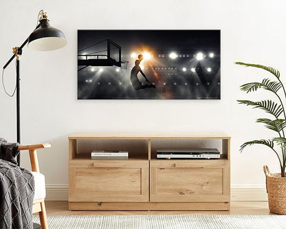 Muolunna BK06698 Basketball Sports Canvas Wall Art Picture 1 Panel Sports Painting Art Prints For Living Room Boys Room Office Wall Decor Artwork