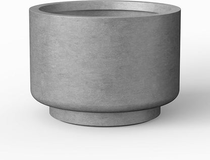 Kante 10 Inch Dia Concrete Planter, Round Pedestal Design Garden Pot for Indoor Outdoor Plants, Modern Flower Pot with Drainage Hole and Rubber Plug, Natural Concrete