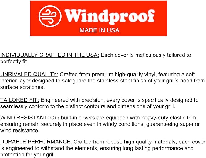 Windproof Covers 36 inch Heavy Duty Premium Grill Cover to fit Crown Verity Estate & Infinite Series Built-in Grill