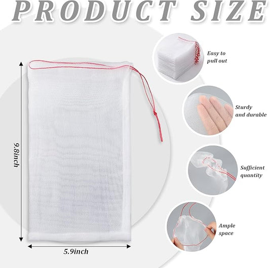 SATINIOR 60 Pcs Seedling Protection Garden Mesh Insect Netting Pest Barrier Bag with Drawstring Tubes Tree Guard Sleeve Tree Tubes Net for Outdoor Plant Landscaping