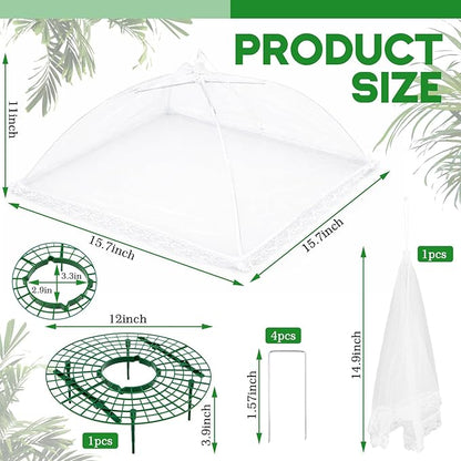 1 Sets Round Strawberry Plant Support with Mesh Plant Cover, Strawberry Growing Kit with Iron Nails for Garden Vegetables Keep Berries Clean
