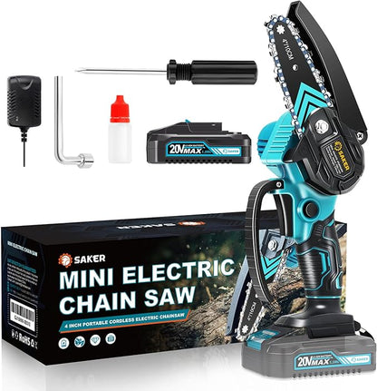 Saker Mini Chainsaw,Portable Electric Chainsaws Cordless,Handheld Chain Saw Pruning Shears Chain Saws for Tree Branches,Courtyard,Household and Garden,Father Day Gift for Men Dad Husband Women