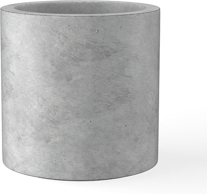 Kante 15.7" Dia Round Concrete Planter, Modern Style Large Cylindrical Plant Pot with Drainage Hole and Rubber Plug for Indoor Outdoor Patio, Natural Concrete